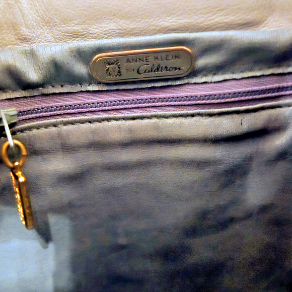 Vintage Anne Klein for Calderon grey Leather Crossbody Shoulder Bag - Picture 9 of 11